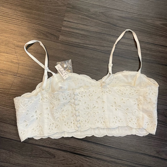 Madewell Eyelet Linen Blend Crop Tank Top NWT - Picture 4 of 5